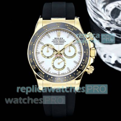 FH Factory Swiss Clone Rolex Cosmo Daytona 4131 Gain Weight White Dial Gold Case Watch 